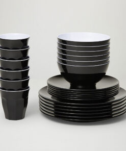 Barel Classic Black Melamine Dinner Set (24 Piece)