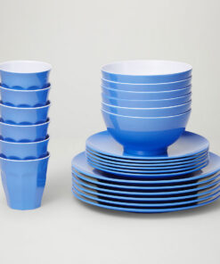 Barel Classic Cornflower Blue Melamine Dinner Set (24 Piece)