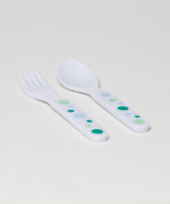 Baby Barel Green Polka Dot Melamine Cutlery Set