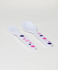 Baby Barel Pink Polka Dot Melamine Cutlery Set