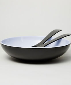 Barel Deluxe Black Melamine Salad Bowl with FREE Matching Servers