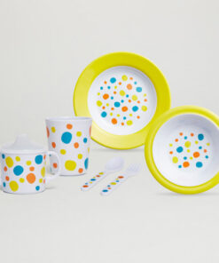 Barel Junior Yellow Polka Dot Matching Melamine Set (5 Piece Set)